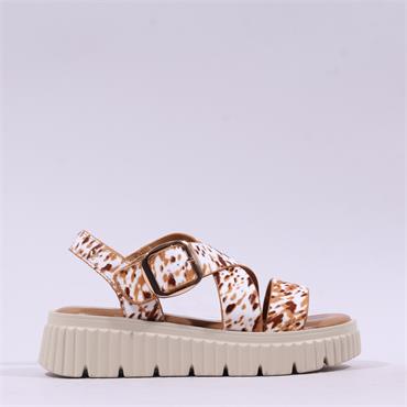 Una Healy Replay Chunky Sole Sandal - Beige Leopard Combi